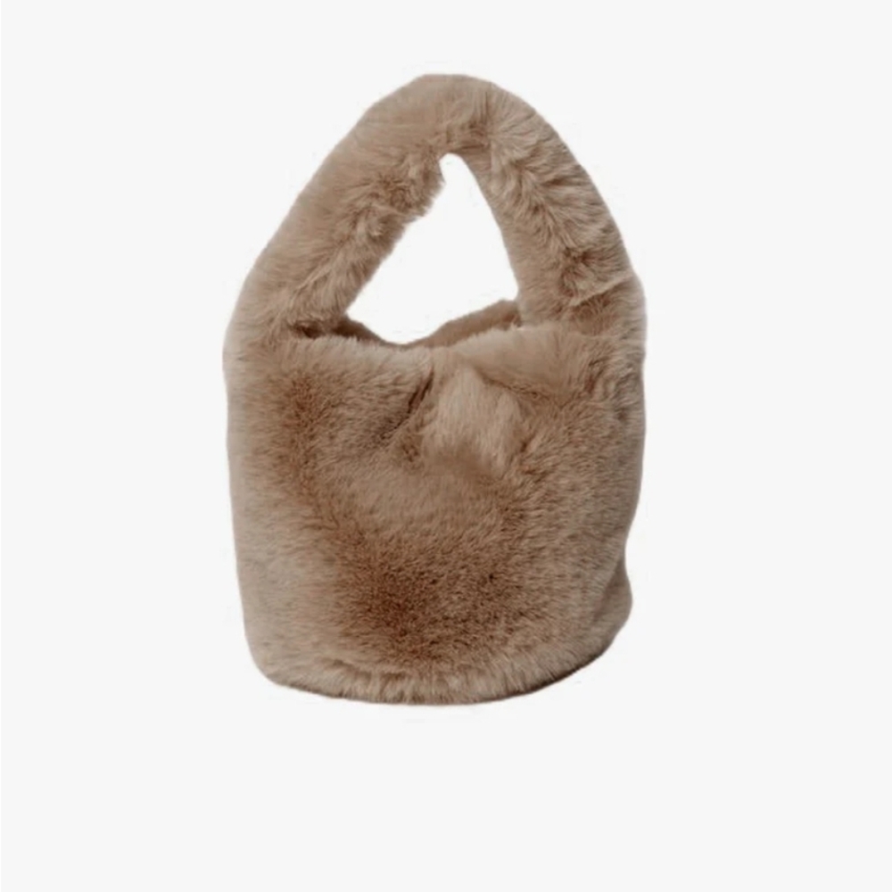 Faux Fur Handbag in Taupe